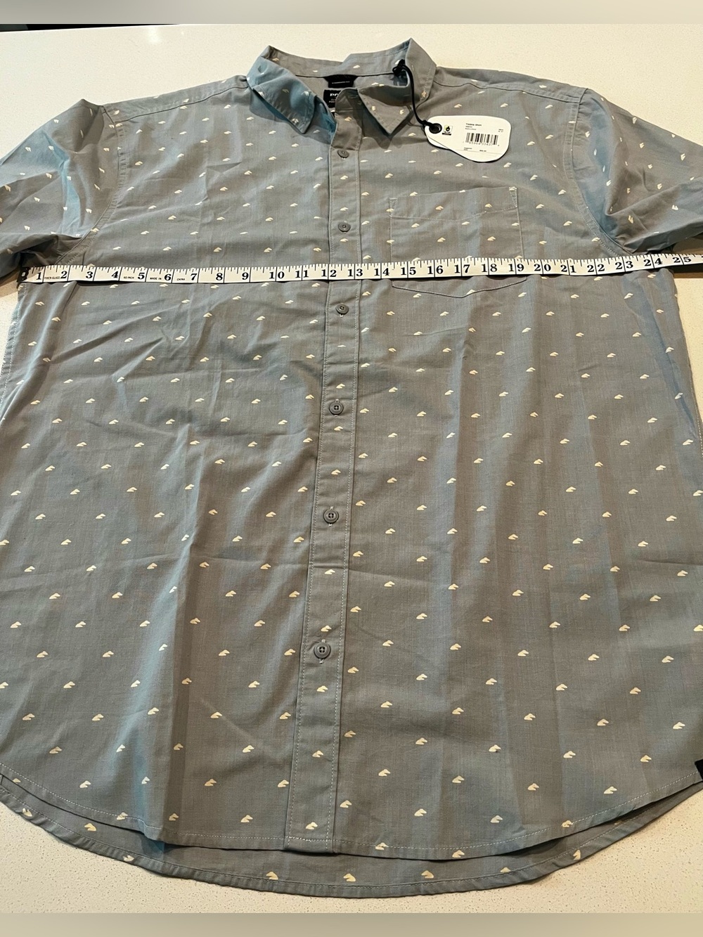 NWT Prana Men’s Tinline Button Down Short Sleeve Shirt Quarry Cloud- XL - Picture 11 of 12